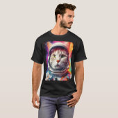 T-shirt Exploration spatiale de chat blanc Pop Art (Devant entier)