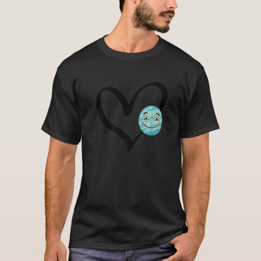 T-shirt Exploration Spatiale Système Solaire Planète Cœur (Devant)