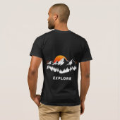 T-shirt Explore Nature Mountain Sunset Minimalist Design (Dos entier)