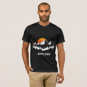 T-shirt Explore Nature Mountain Sunset Minimalist Design (Devant entier)