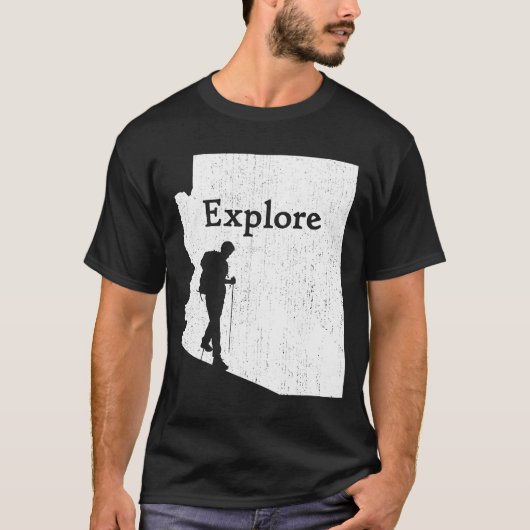 T-shirt Explorez Arizona State Map Mountain Randonnée Enth (Devant)