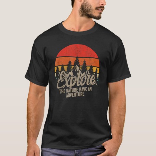 T-shirt Explorez La Nature Faites Une Aventure Retro Fores (Devant)