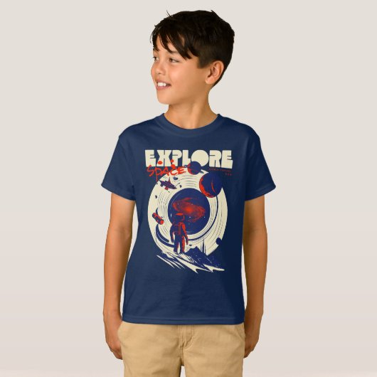 T-shirt Explorez l'espace - Astronaute cosmique (Devant entier)
