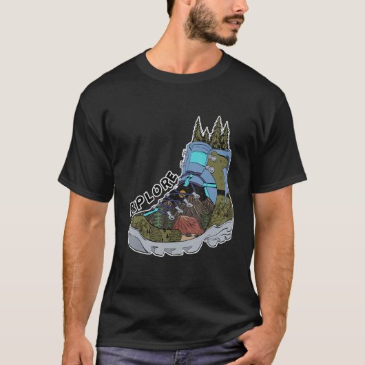 T-shirt Explorez Randonnée Boot Adventure Campfire Travele (Devant)