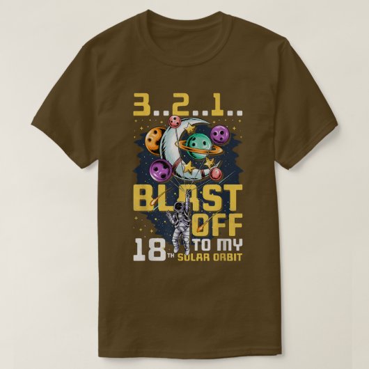 T-shirt Exploser À Mon 18E Orbite Solaire, 18E Anniversair (Design devant)