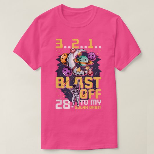 T-shirt Exploser À Mon 28E Orbite Solaire, 28E Anniversair (Design devant)