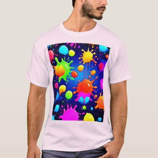 T-shirt Explosion Abstraite de peinture (Devant)