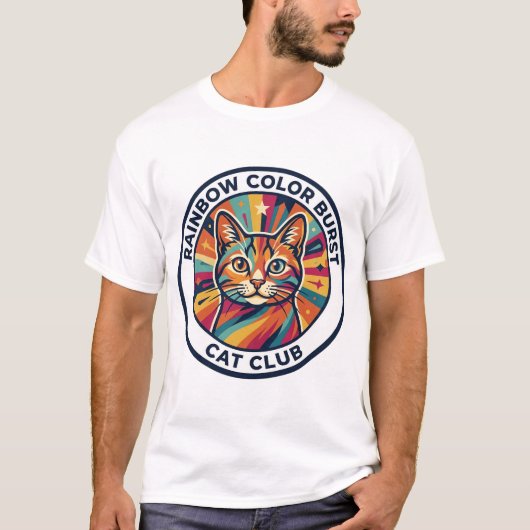 T-shirt Explosion de couleurs arc-en-ciel Chat Design de c (Devant)