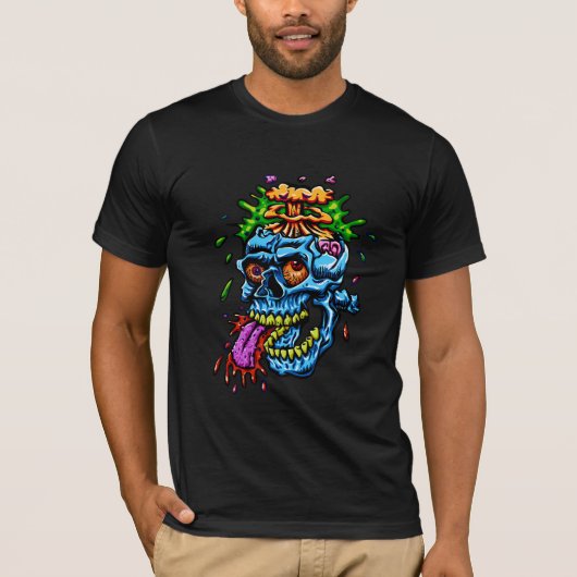 T-shirt Explosion de Crâne Colorée (Devant)