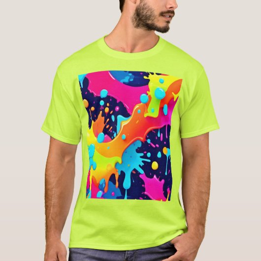 T-shirt Explosion de peinture néon (Devant)