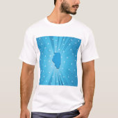 T-shirt Explosion d'étoiles bleues de la silhouette de l'É (Devant)
