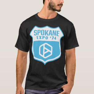 T-shirt Expo 74 Worlds Spokane Fair Retro Shield blanc sur