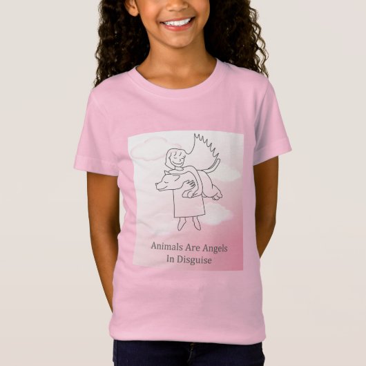 T-Shirt Express Fuzzy® Angel Dog Kid Rose (Devant)