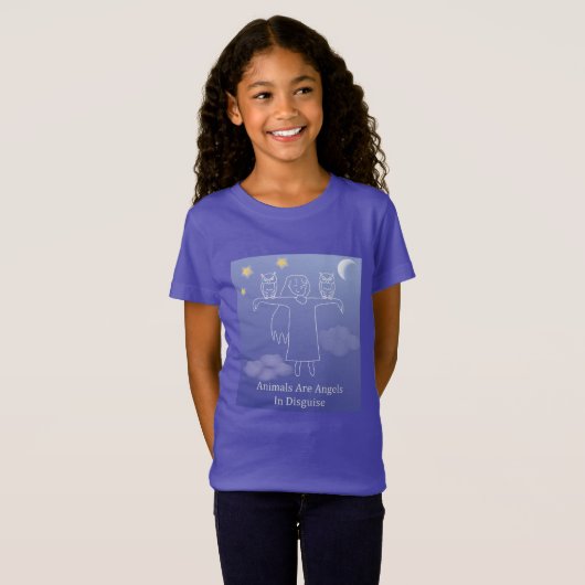T-Shirt Express Fuzzy® Chouette Ange Enfant Violet (Devant entier)