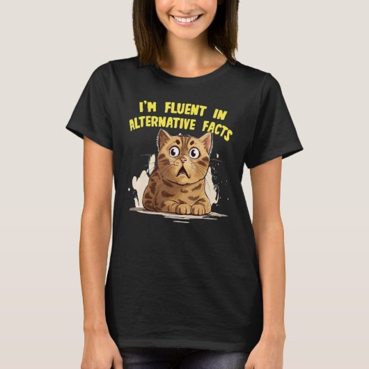 T-shirt Expression de chat heureux avec des idées de menso (Devant)
