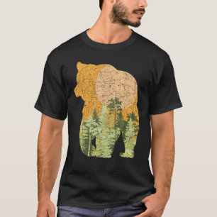 T-shirt Extérieur Brown Forêt d'ours Arbres Nature animale