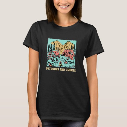 T-shirt Extérieur et S'mores Camping Aliments Camper Foodi (Devant)