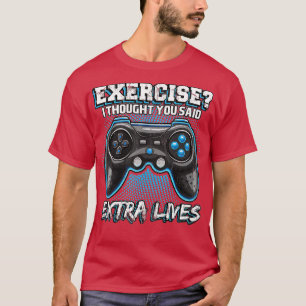 T-shirt Extra Lives Funny Video Game Controller Retro Boy
