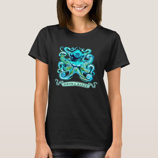 T-shirt Extra Salty Scuba Diver Octopus Deep Sea Diving Oc (Devant)