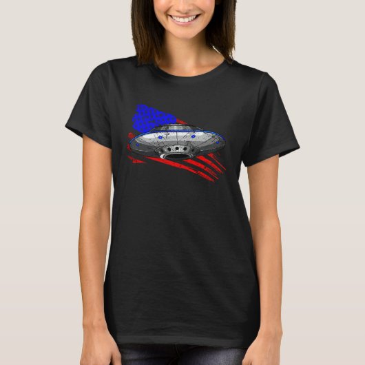 T-shirt Extraterrestrial Space Craft American Flag Men Wom (Devant)