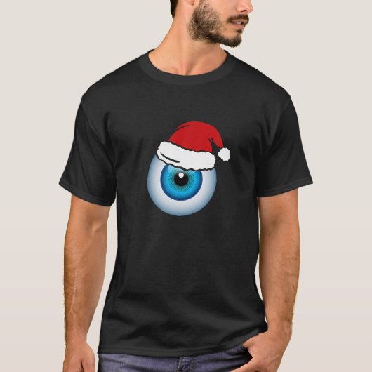 T-shirt Eyeball Santa Hat Design de Noël (Devant)
