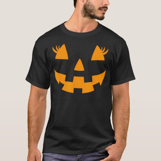 T-shirt Eyelashes Jack-o'-lantern Face Citrouille Hallowen (Devant)