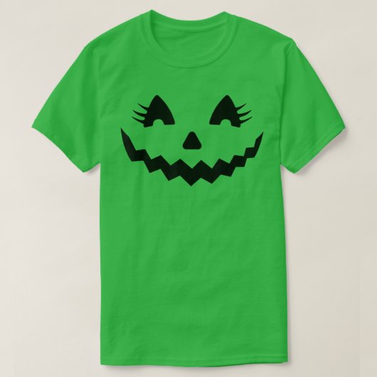T-shirt Eyelashes Jack-o'-lantern Face Citrouille Hallowen (Design devant)