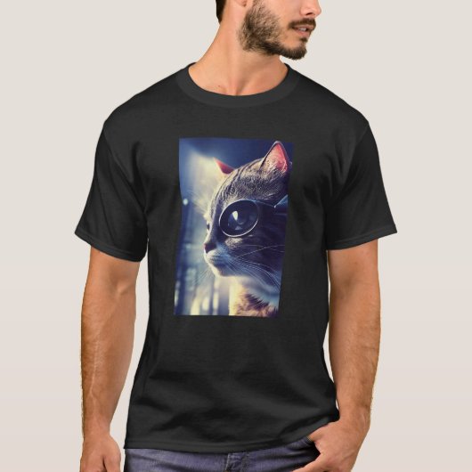 T-shirt Eyepatch Chat Kitty Animal animal de compagnie Cyb (Devant)