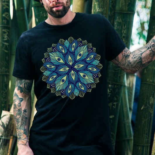 T-shirt Eyes Psychédéliques Bleu Floral