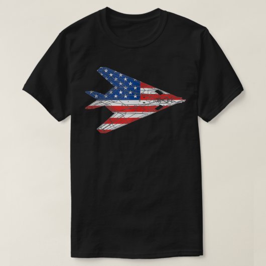 T-shirt F117 Stealth Nighthawk Avion Drapeau Américain F11 (Design devant)