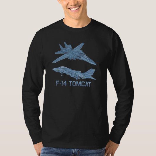 T-shirt F 14 Diagramme d'avion de chasse Tomcat Jet (Devant)