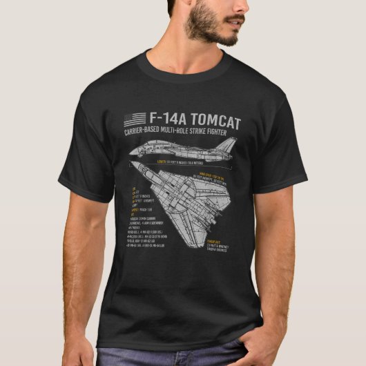 T-shirt F 14 Tomcat F14 Plan directeur de l'avion Faits (Devant)