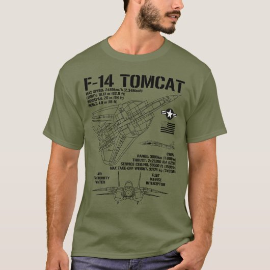 T-shirt F-14 Tomcat Fighter Jet Spécifications F14 Tomcat (Devant)