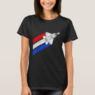 T-shirt F-22 Raptor Avion USA Contrails Rouge Blanc Bleu