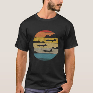T-shirt F-22 Raptor Silhouette Coucher De Soleil Rétro Dan
