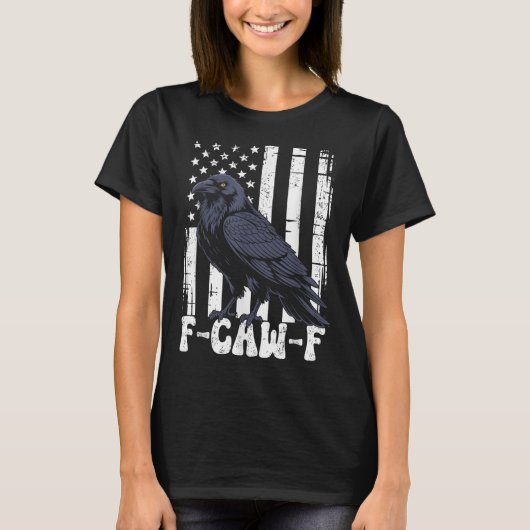 T-shirt F Caw F Black Crow Black Bird Retro Usa Flag Vinta (Devant)