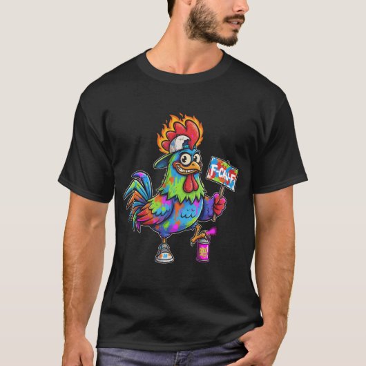 T-shirt F-CAW-F Cluck Ouais Funky Rooster Graffiti Poulet (Devant)