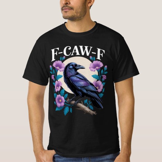 T-shirt F CAW F Corbeau Fleurs pourpres et lune (Devant)
