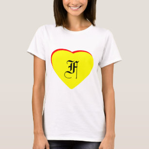 T-shirt "F" Coeur Jaune Rouge Faire-part de mariage Le MUS