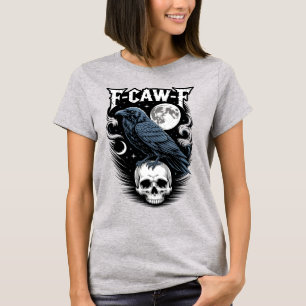 T-shirt F Corbeau gothique avec crâne et lune