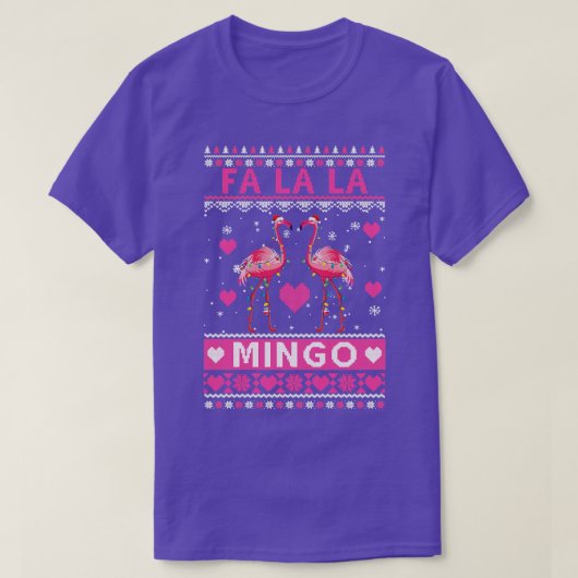 T-shirt Fa La La La Mingo Flamant rose Père Noël Rose Crèm (Design devant)