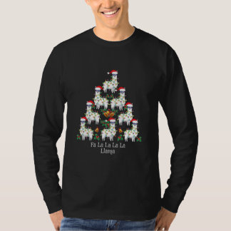 T-shirt Fa La Llama Christmas Tree Lights Funny Xmas