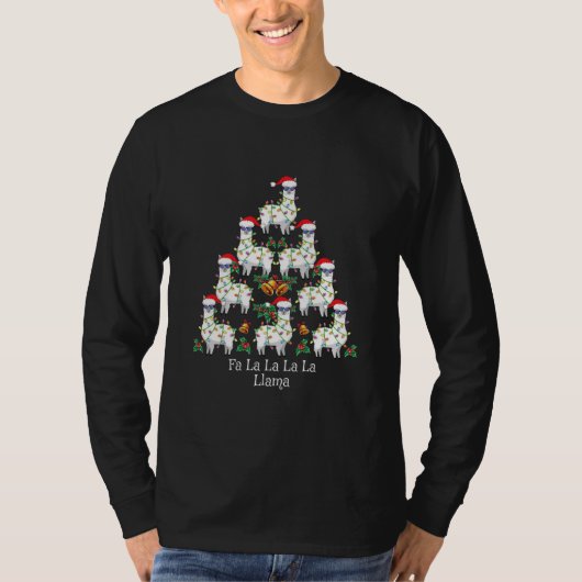 T-shirt Fa La Llama Christmas Tree Lights Funny Xmas (Devant)