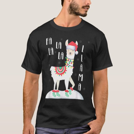 T-shirt Fa La Llama Père Noël Noël Noël (Devant)