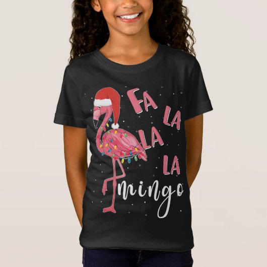 T-Shirt Fa La Mingo Cute Flamant rose Noël Fête Fête Fla (Devant)