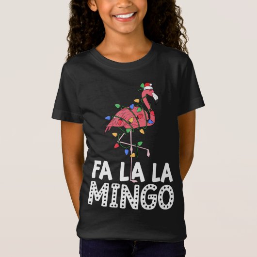 T-Shirt Fa La Mingo Flamant rose Christmas Tree Lights Tro (Devant)