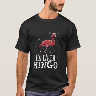 T-shirt Fa La Mingo Flamant rose Christmas Tree Lights Tro