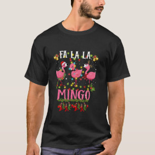 T-shirt Fa La Mingo Flamant rose Christmas Tree Lights Tro
