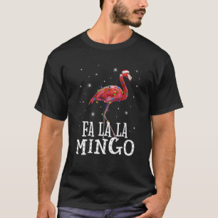 T-shirt Fa La Mingo Flamant rose Christmas Tree Lights Tro