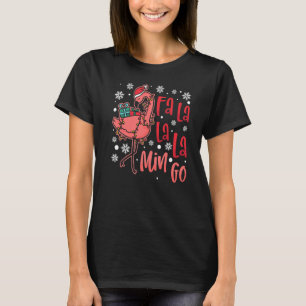 T-shirt Fa La Mingo Flamant rose Christmas Tree Lights Tro